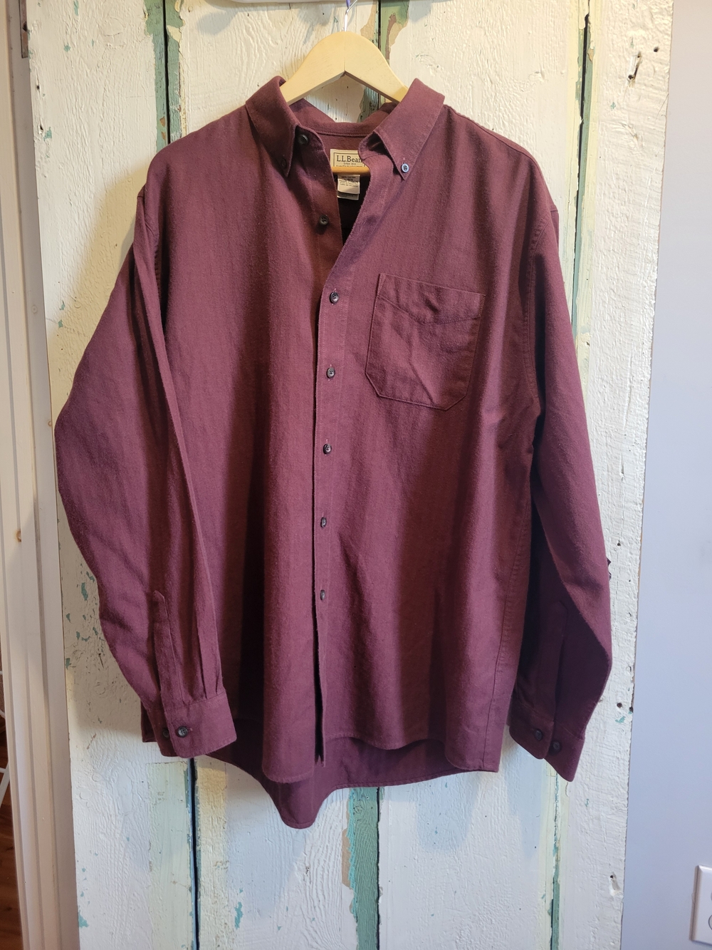 L.L.Bean Men's Button-Up Shirt in Deep Burgundy